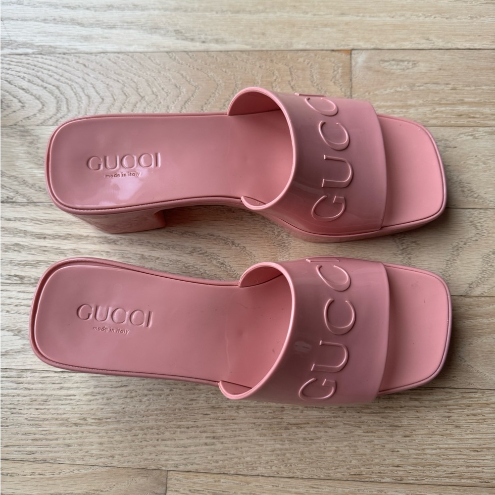 Gucci Pink Designer Slide Sandals
